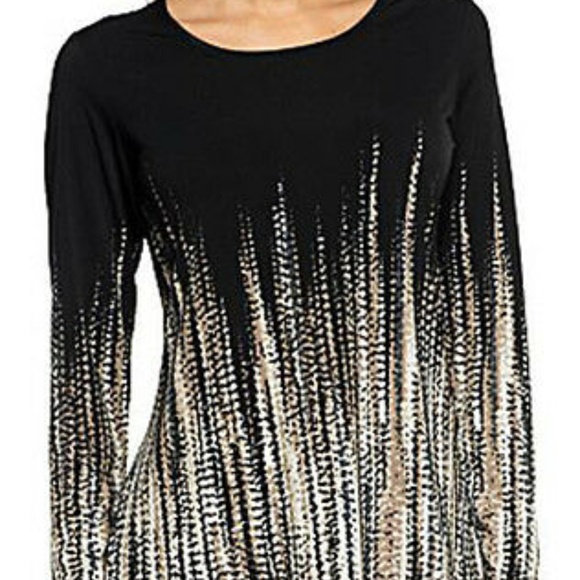 Susan Graver Tops - Susan Graver Liquid Knit Long Sleeve Border Large